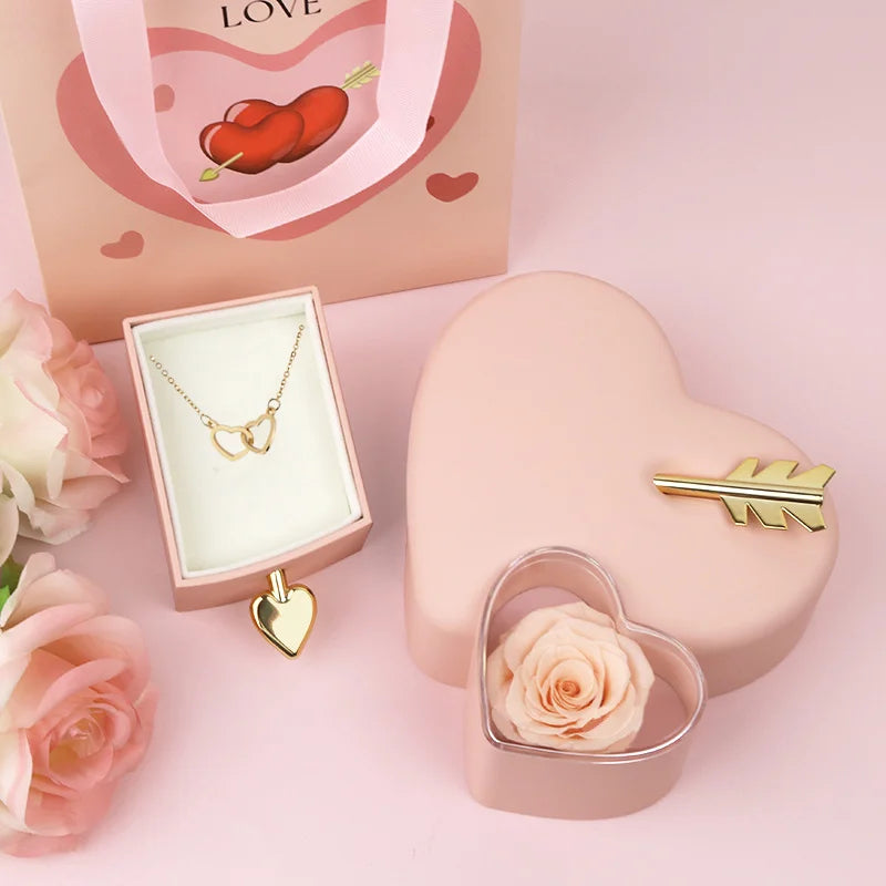 ✨ Eternal Rose Heart Necklace – “An Arrow Through The Heart”