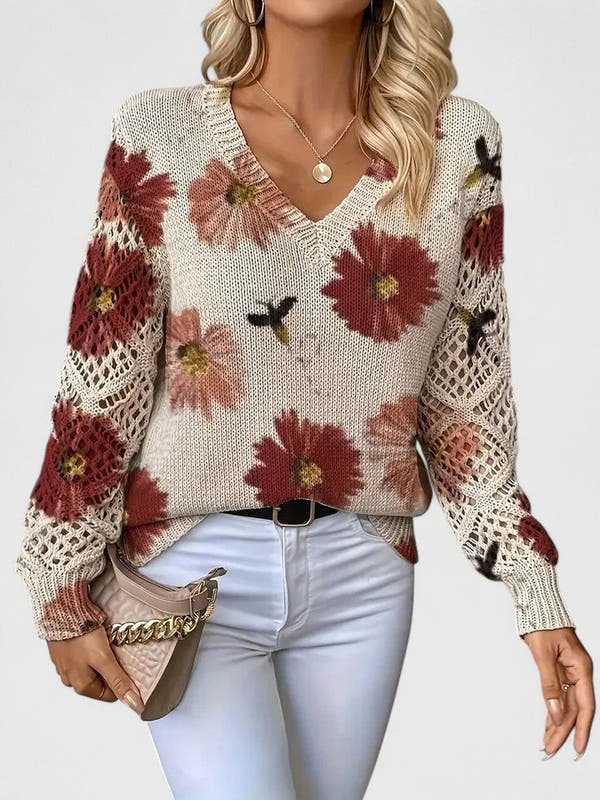 Magnolia | Elegant sweater with floral pattern