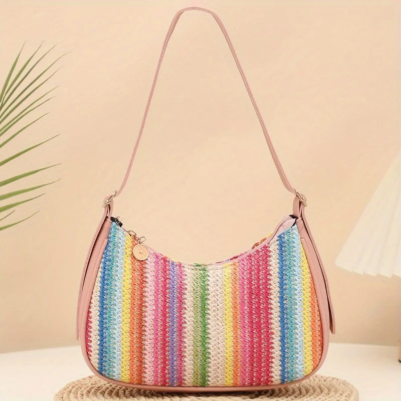 Sunset Aura™ Straw Shoulder Bag