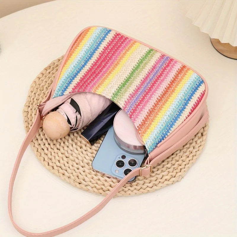 Sunset Aura™ Straw Shoulder Bag