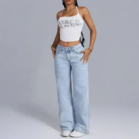 Wide-Leg Denim Jeans – Pink Bow – Regular Fit